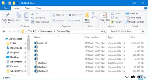 วิธีสำรองอีเมล (Outlook) ของคุณด้วยประวัติไฟล์ Windows 10 