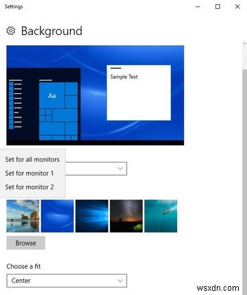 วิธีใช้วอลเปเปอร์ที่แตกต่างกันสำหรับจอภาพแต่ละจอใน Windows 10 