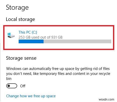 เพิ่มพื้นที่ว่างในดิสก์โดยอัตโนมัติด้วย Windows 10 Storage Sense 