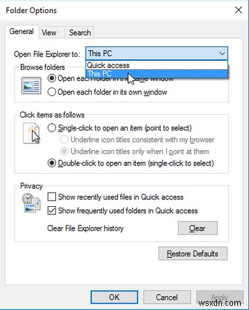 วิธีเปิด File Explorer บนพีซีเครื่องนี้แทนการเข้าถึงด่วน 