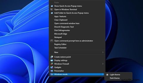 วิธีเพิ่มตัวเลือกโหมดมืดและสว่างให้กับเมนูบริบทของ Windows 11 