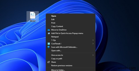 วิธีเพิ่มตัวเลือกการคัดลอกไปยังคลิปบอร์ดสำหรับไฟล์ข้อความในเมนูบริบทของ Windows 11 