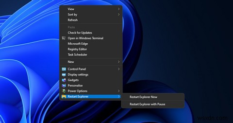 วิธีตั้งค่าทางลัดบนเดสก์ท็อปและเมนูบริบทสำหรับการรีสตาร์ท File Explorer ใน Windows 11 