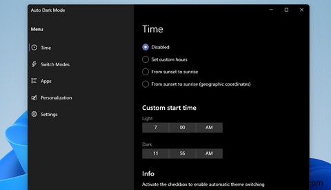 วิธีกำหนดเวลาโหมดสว่างและมืดใน Windows 11 