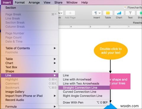 วิธีสร้างผังงานอย่างง่ายใน Pages บน Mac 