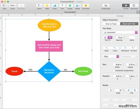 วิธีสร้างผังงานอย่างง่ายใน Pages บน Mac 