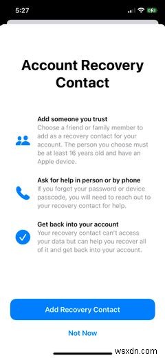 วิธีตั้งค่าผู้ติดต่อกู้คืนบัญชีสำหรับ Apple ID ของคุณ 
