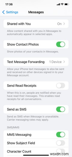 วิธีหยุดแชร์ใบตอบรับการอ่านใน iMessage 