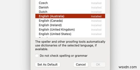 วิธีเปลี่ยนภาษาของตัวตรวจการสะกดใน 5 Office Suites บน Mac 