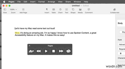 วิธีใช้เนื้อหาที่พูดเพื่อทำให้ Mac ของคุณอ่านออกเสียงให้คุณฟัง 