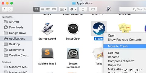 วิธีถอนการติดตั้ง Steam บน Mac 