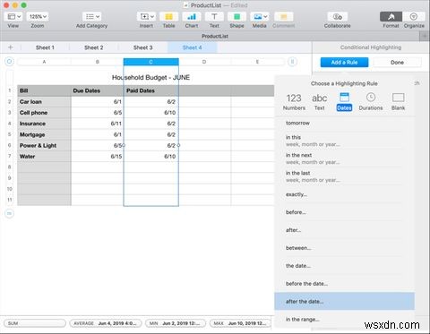 วิธีใช้การจัดรูปแบบตามเงื่อนไขใน Numbers บน Mac 