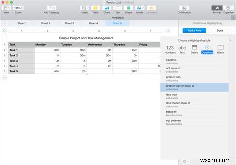 วิธีใช้การจัดรูปแบบตามเงื่อนไขใน Numbers บน Mac 