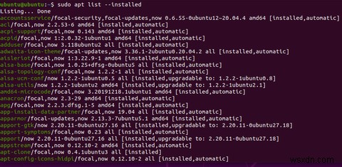 วิธีการแสดงรายการแพ็คเกจที่ติดตั้งใน Ubuntu ด้วย APT 