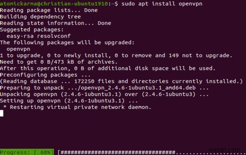 วิธีการติดตั้งไคลเอนต์ VPN บน Ubuntu Linux 