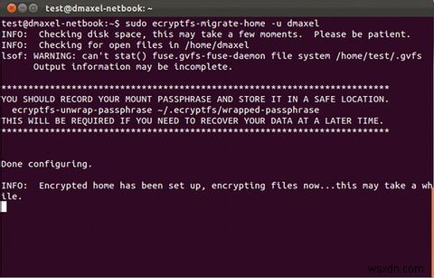 วิธีเข้ารหัสโฮมโฟลเดอร์ของคุณหลังจากติดตั้ง Ubuntu [Linux] 