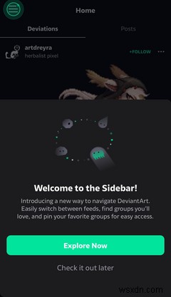 DeviantArt เพิ่มแถบด้านข้างและกลุ่มในแอพมือถือ 