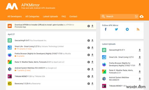 7 เว็บไซต์ที่ดีที่สุดสำหรับการดาวน์โหลด APK Android ที่ปลอดภัย 