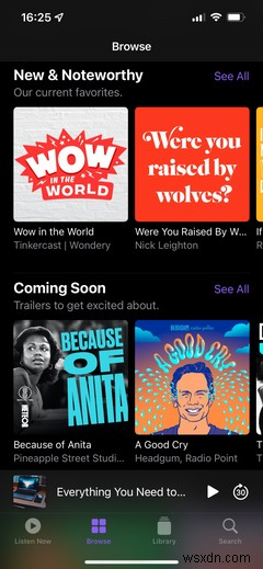 คำแนะนำเกี่ยวกับแอป Apple Podcasts บน iPhone