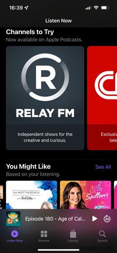 คำแนะนำเกี่ยวกับแอป Apple Podcasts บน iPhone