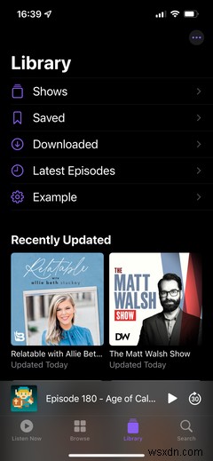 คำแนะนำเกี่ยวกับแอป Apple Podcasts บน iPhone