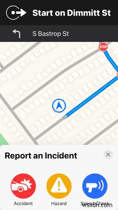 วิธีรายงานอุบัติเหตุ อันตราย และการตรวจสอบความเร็วใน Apple Maps