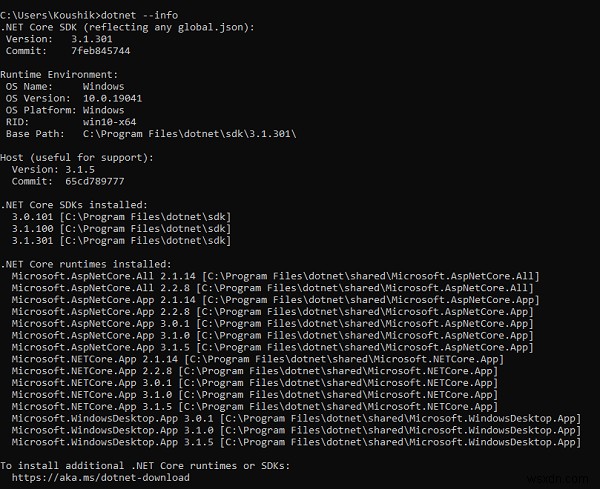 จะทราบได้อย่างไรว่าติดตั้ง C# .NET Core ไว้หรือไม่ 