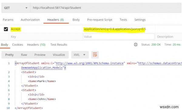 การเจรจาเนื้อหาใน Asp.Net webAPI C # คืออะไร 