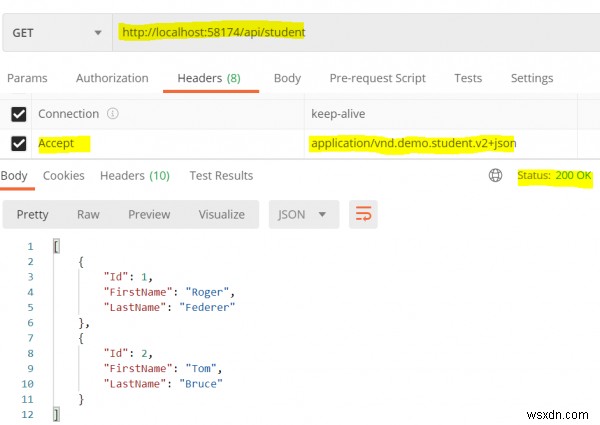 จะทำการกำหนดเวอร์ชันด้วยประเภทสื่อที่กำหนดเองใน C # ASP.NET WebAPI ได้อย่างไร 