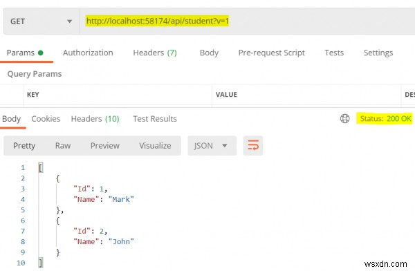 จะทำการกำหนดเวอร์ชันด้วยพารามิเตอร์ Querystring ใน C # ASP.NET WebAPI ได้อย่างไร 