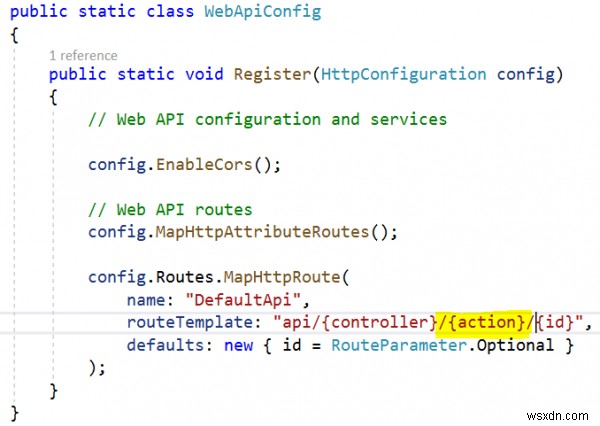 เราจะกำหนดชื่อแทนสำหรับวิธีการดำเนินการใน C# ASP.NET WebAPI ได้อย่างไร 