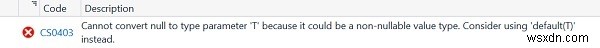 เราจะคืนค่า null จากวิธีทั่วไปใน C # ได้อย่างไร 