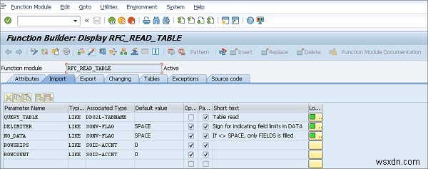 RFC ที่มีอยู่เพื่อโหลดข้อมูลตารางและรับรายการตารางและรายการ BAPI ใน SAP 