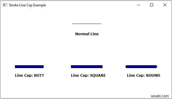 อธิบายคุณสมบัติ Stroke Line Cap ของรูปร่าง 2D ใน JavaFX 