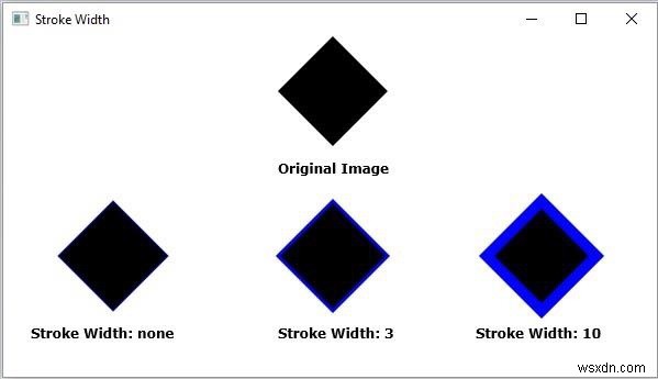 อธิบายคุณสมบัติ Stroke Width ของรูปร่าง 2D ใน JavaFX 