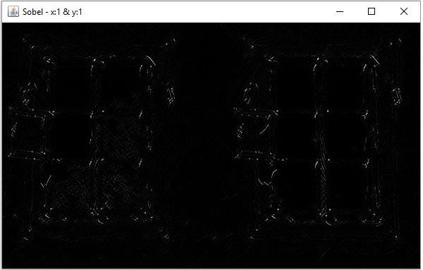 ตัวอย่าง Java ที่สาธิตการตรวจจับขอบ Sobel ใน OpenCV 