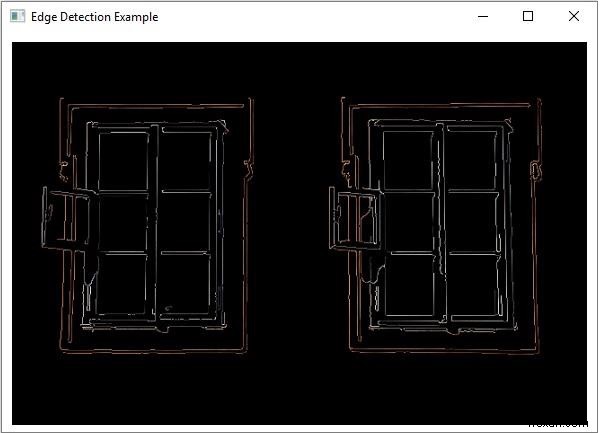 ตัวอย่าง Java ที่สาธิตการตรวจจับขอบที่ชาญฉลาดใน OpenCV 