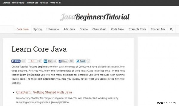 บทช่วยสอน Java ออนไลน์ฟรียอดนิยม 