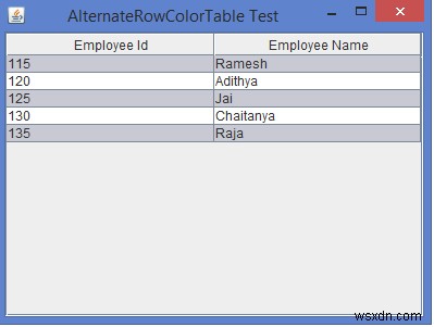 จะตั้งค่าสีเป็นแถวอื่นของ JTable ใน Java ได้อย่างไร? 