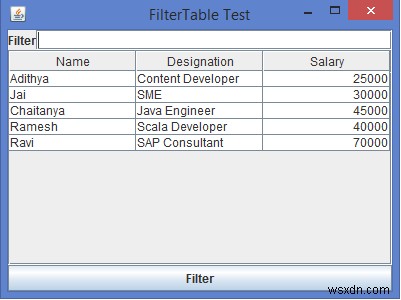 เราจะกรอง JTable ใน Java ได้อย่างไร 