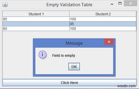 จะตรวจสอบได้อย่างไรว่า JTable มีเซลล์ว่างใน Java? 