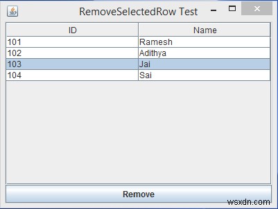 เราจะลบแถวที่เลือกออกจาก JTable ใน Java ได้อย่างไร 