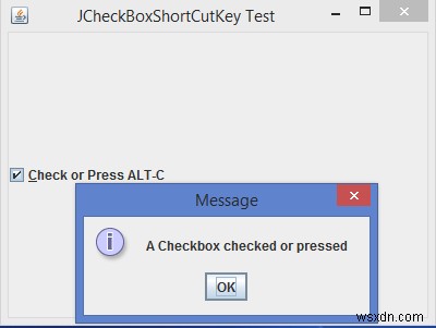 วิธีการตั้งค่าปุ่มลัดเป็น JCheckBox ใน Java? 