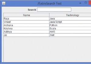 วิธีการใช้ฟังก์ชันการค้นหาของ JTable ใน Java? 
