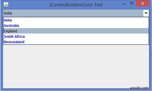 เราจะตั้งค่าสีพื้นหน้าและพื้นหลังเป็นรายการ JComboBox ใน Java ได้อย่างไร 