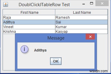 เราจะตรวจจับเหตุการณ์ดับเบิลคลิกของแถว JTable ใน Java ได้อย่างไร 