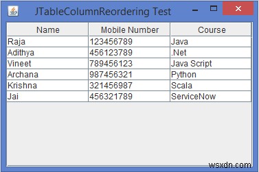 เราจะป้องกันการเรียงลำดับคอลัมน์ใหม่ของ JTable ใน Java ได้อย่างไร 