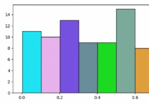 จะระบุสีที่ต่างกันสำหรับแถบต่าง ๆ ในฮิสโตแกรมของ Python matplotlib ได้อย่างไร 