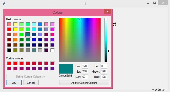 การเปลี่ยนสีพื้นหลังของหน้าต่าง tkinter โดยใช้โมดูล colorchooser 