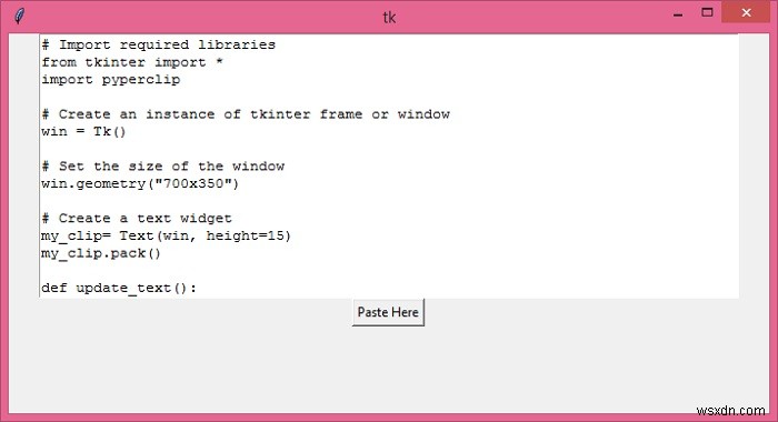 ฉันจะวางข้อความที่คัดลอกจากแป้นพิมพ์ใน Python ได้อย่างไร 